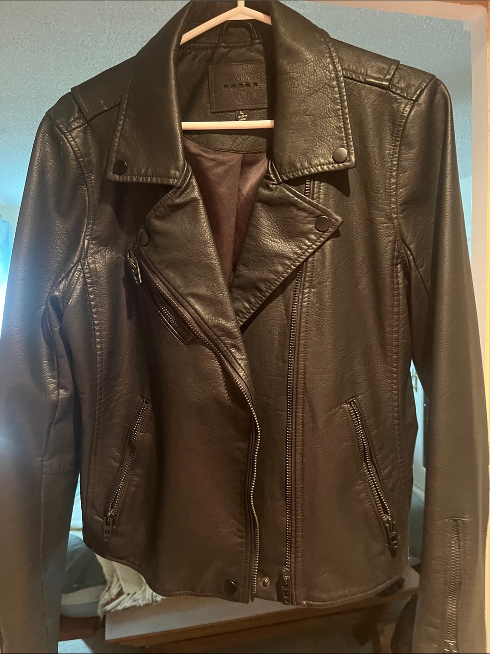 Blank NYC Vegan Black Moto Jacket - Size L